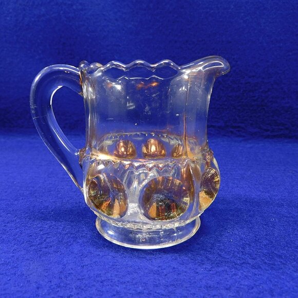 Small King's Crown Thumbprint Creamer Gold Accents 3.75" - Picture 2 of 6